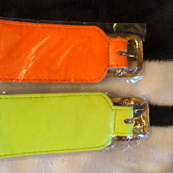 LAST- Neon Yellow Leather Buckle Cuff - Picture 6 of 8